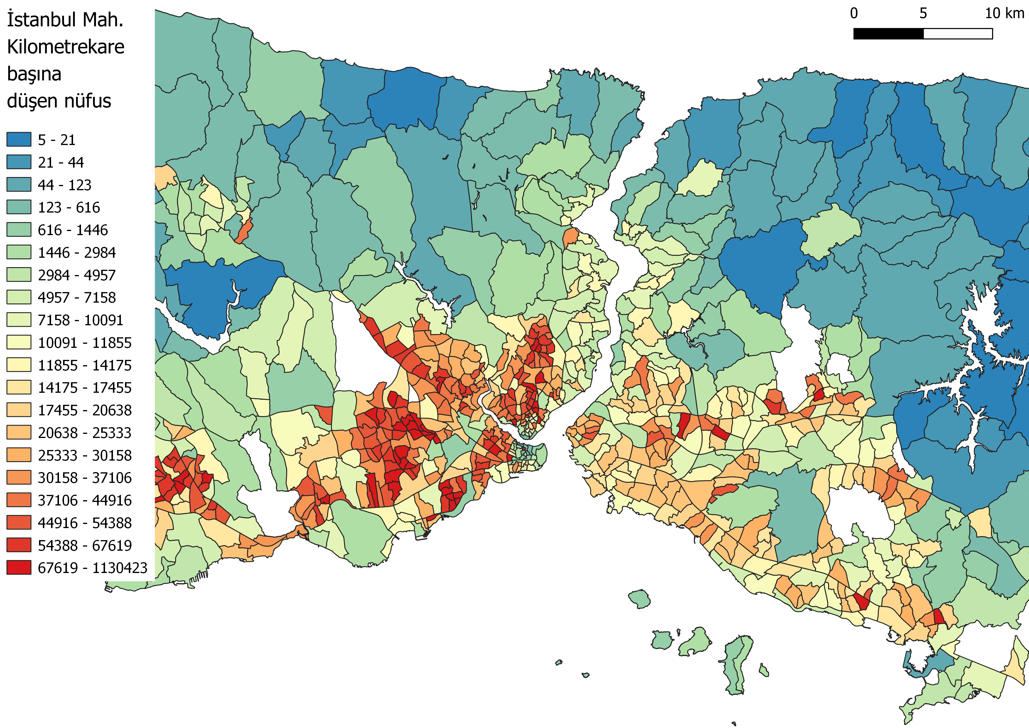 İstanbul’u Haritalamak II: Kilometrekare başına düşen nüfus